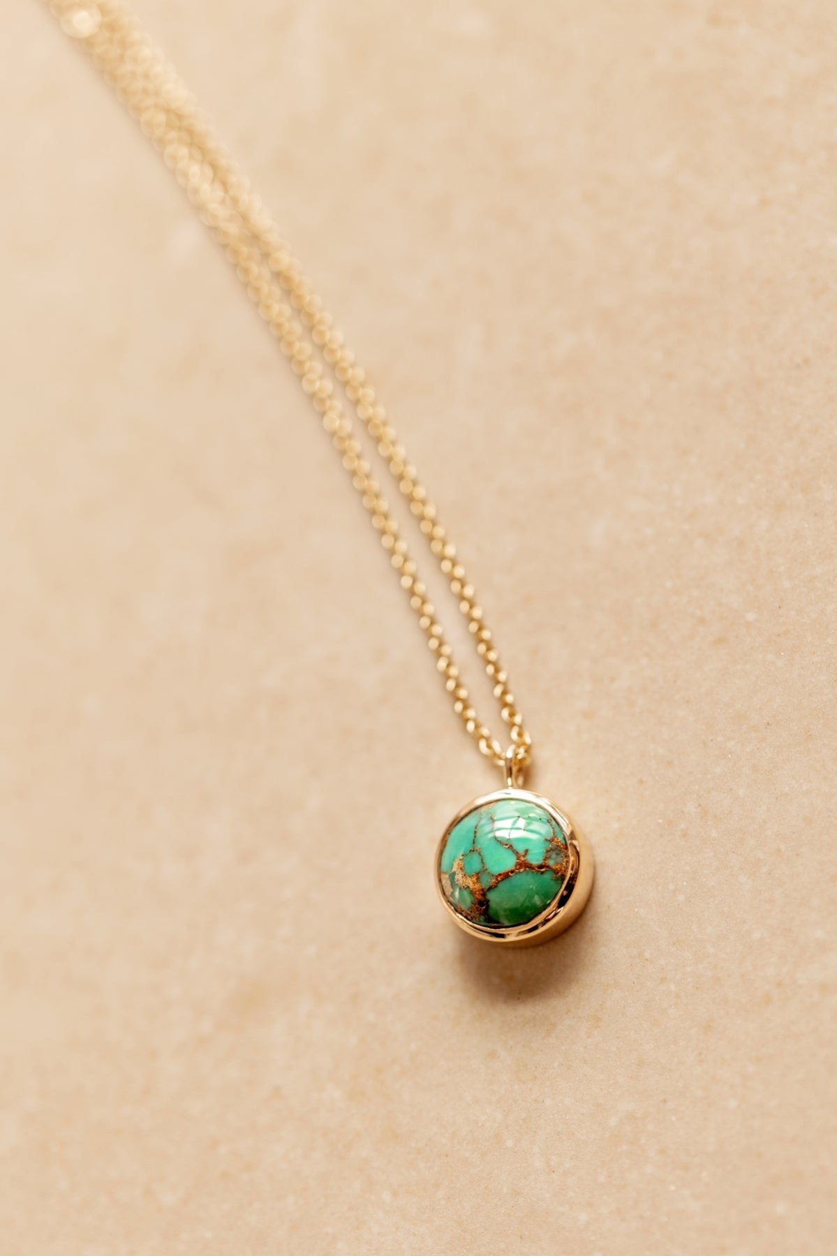 Persian Turquoise in Solid 14k yellow Gold Pendant