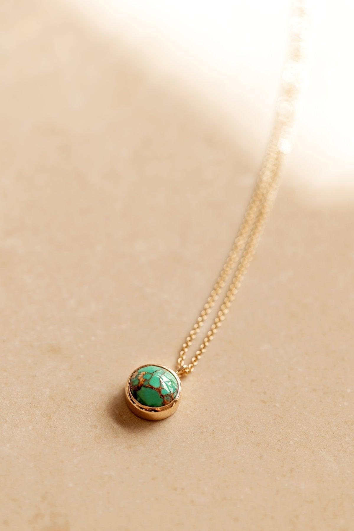 Persian Turquoise in Solid 14k yellow Gold Pendant