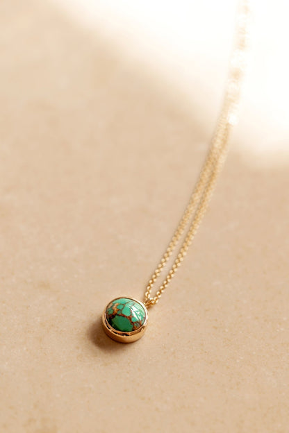 Persian Turquoise in Solid 14k yellow Gold Pendant