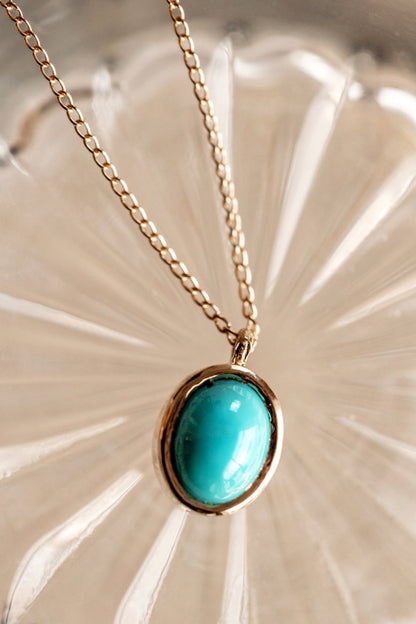 Turquoise in Solid 10k yellow Gold Pendant