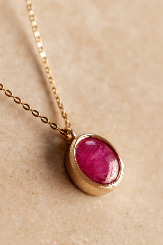 Ruby in Solid 10k yellow Gold Pendant