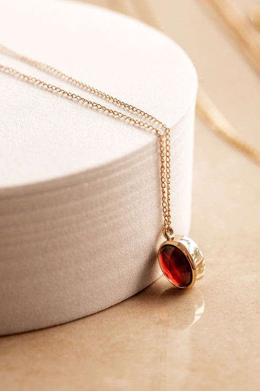 Garnet in Solid 10k yellow Gold Pendant