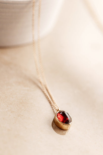 Garnet in Solid 10k yellow Gold Pendant