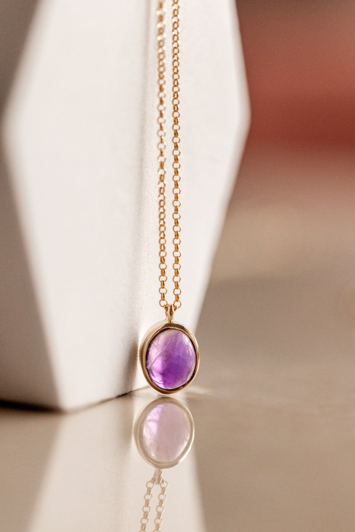 Amethyst in Solid 10k yellow Gold Pendant