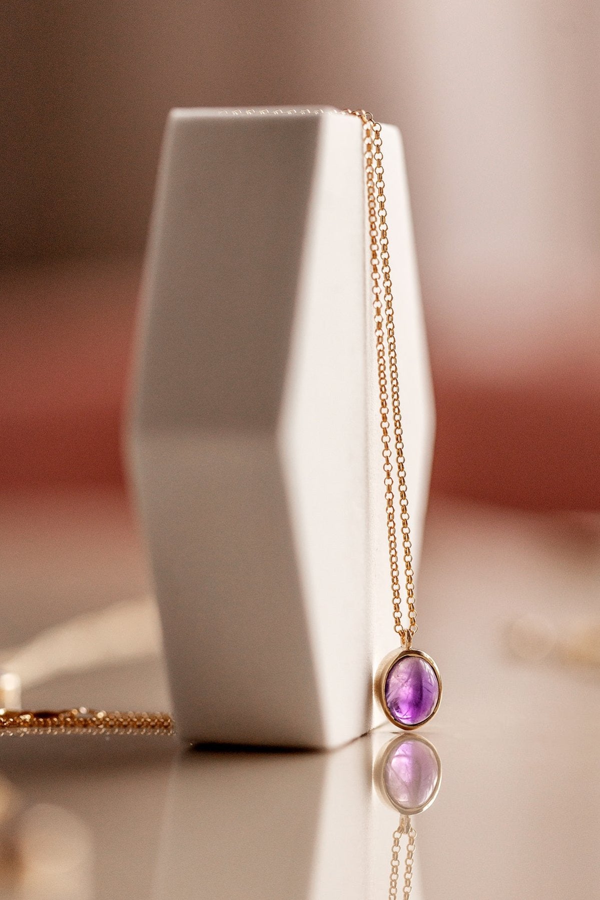 Amethyst in Solid 10k yellow Gold Pendant