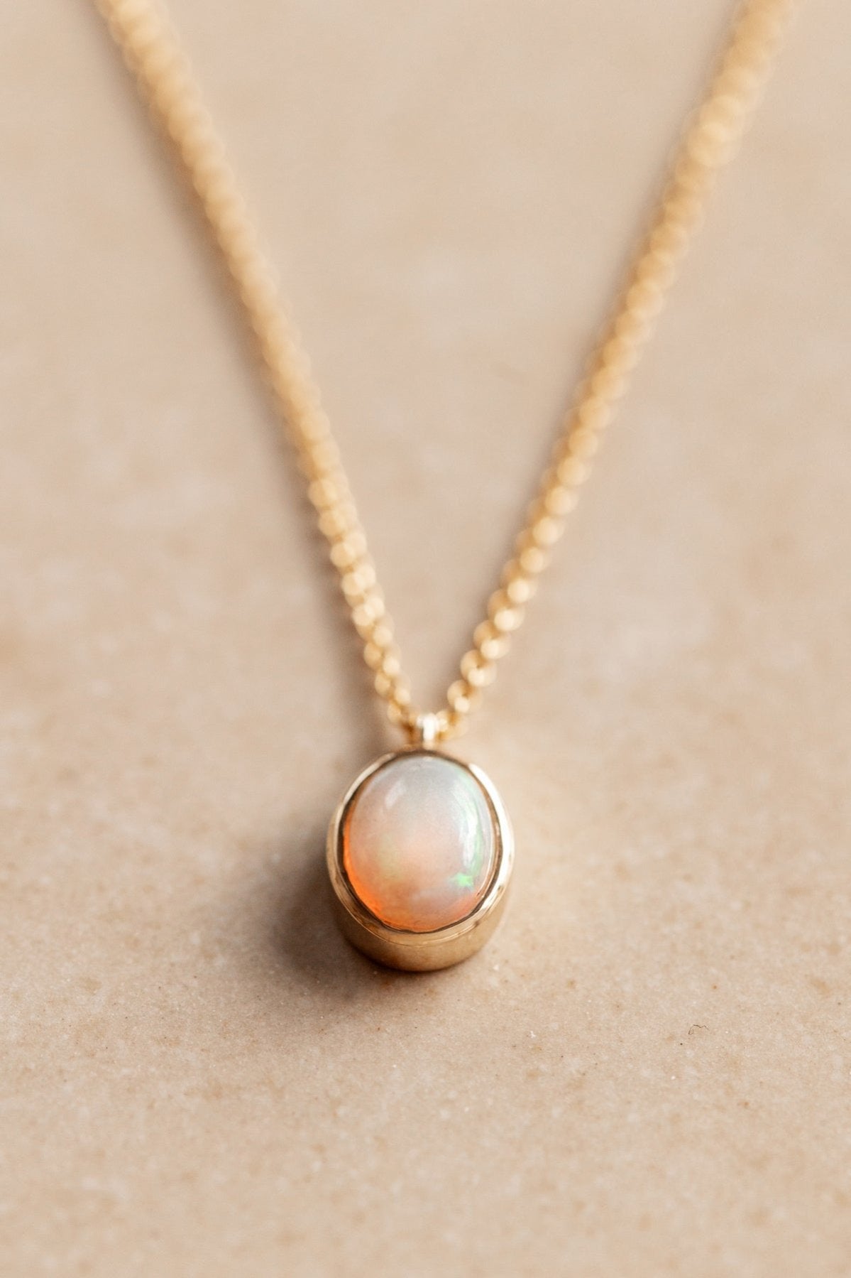 Australian White Opal in Solid 10k yellow Gold Pendant