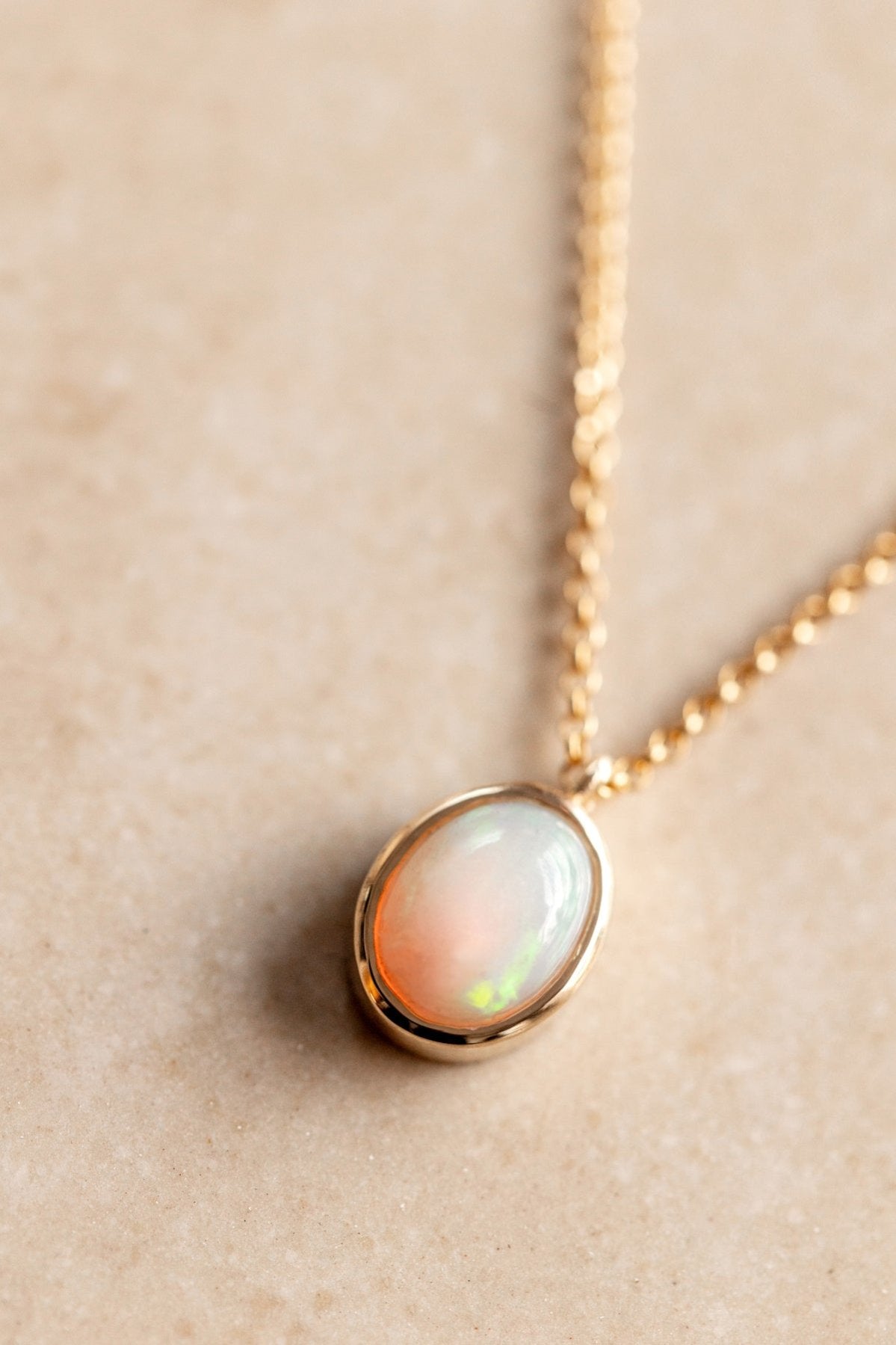 Australian White Opal in Solid 10k yellow Gold Pendant