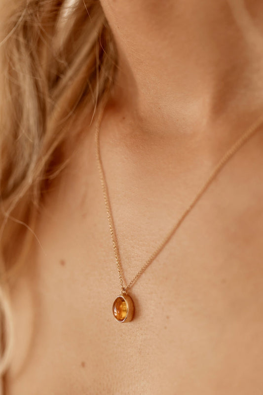 Yellow Citrine in Solid 10k yellow Gold Pendant