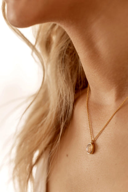 Moonstone in Solid 10k yellow Gold Pendant