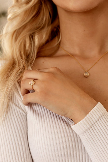 Moonstone in Solid 10k yellow Gold Pendant