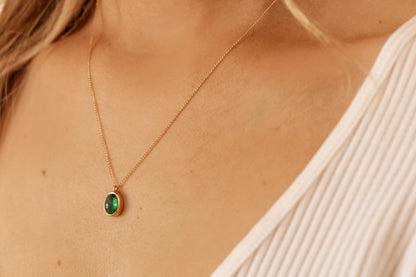 Emerald in Solid 10k yellow Gold Pendant