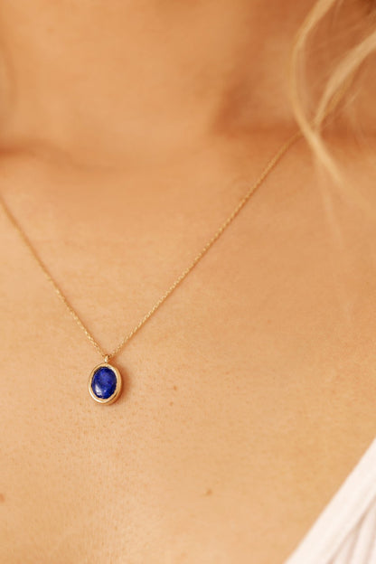 Lapis Lazuli in Solid 10k yellow Gold Pendant