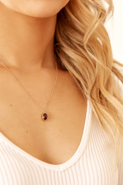 Garnet in Solid 10k yellow Gold Pendant