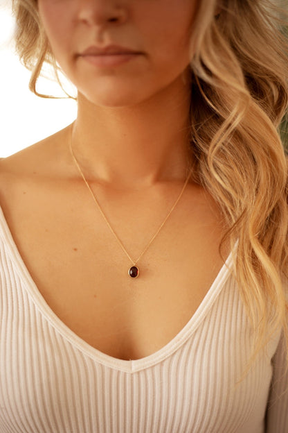 Garnet in Solid 10k yellow Gold Pendant