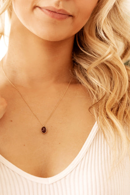 Garnet in Solid 10k yellow Gold Pendant
