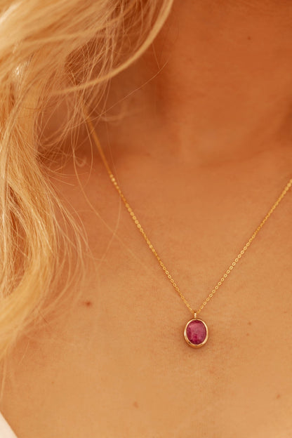 Ruby in Solid 10k yellow Gold Pendant
