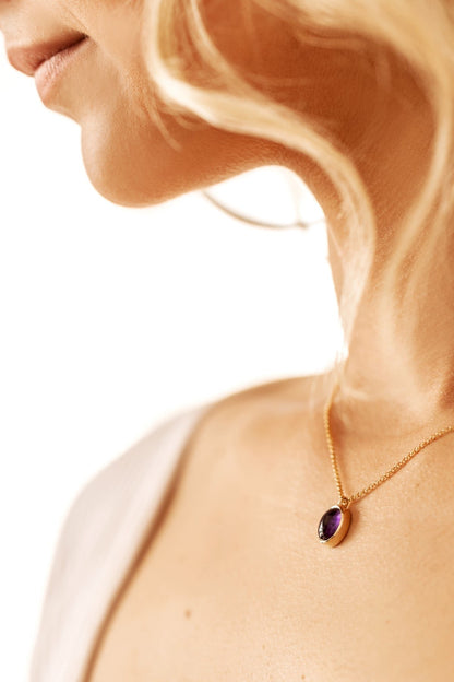 Amethyst in Solid 10k yellow Gold Pendant