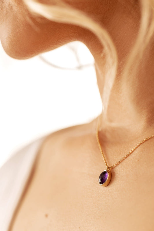 Amethyst in Solid 10k yellow Gold Pendant