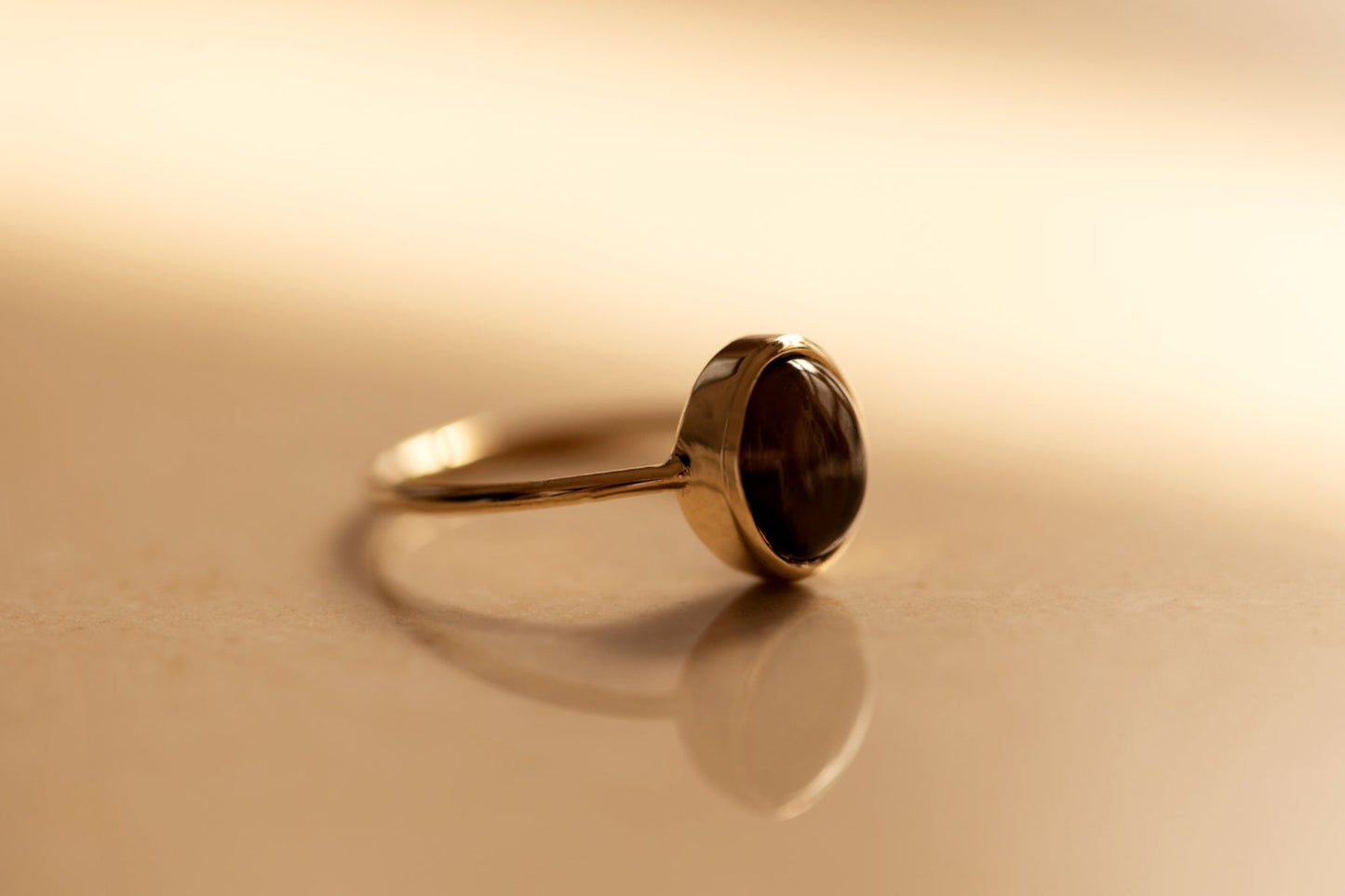 Black Star Sapphire in Solid 10K yellow Gold Ring