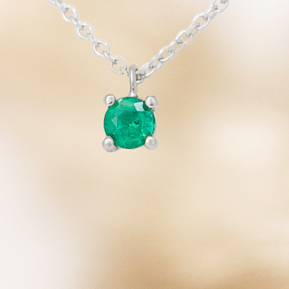Emerald in White Gold Necklace