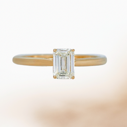 Emerald-Cut Lab-Grown Diamond and Yellow Gold Engagement Ring
