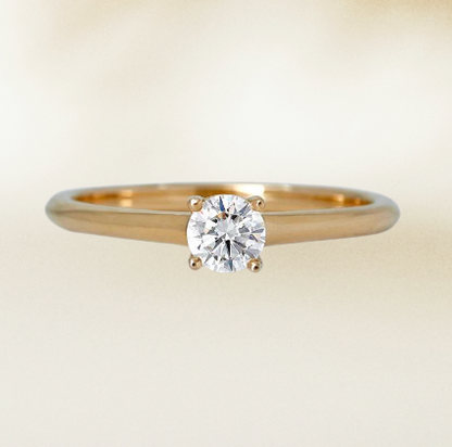 Solitaire Round Diamond Yellow Gold Engagement Ring