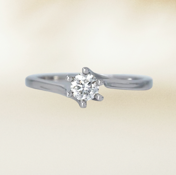 Twisted Six Prongs Natural diamond gold Engagement Ring