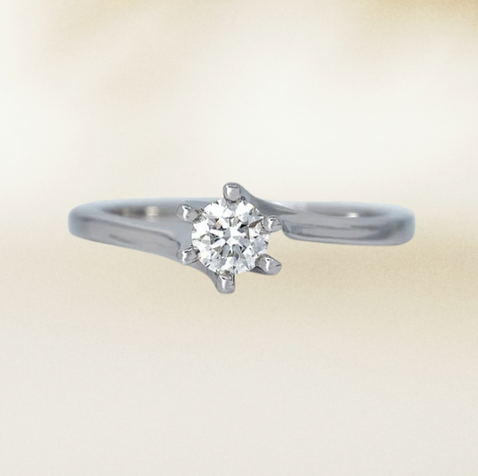 Twisted Six Prongs Natural diamond gold Engagement Ring
