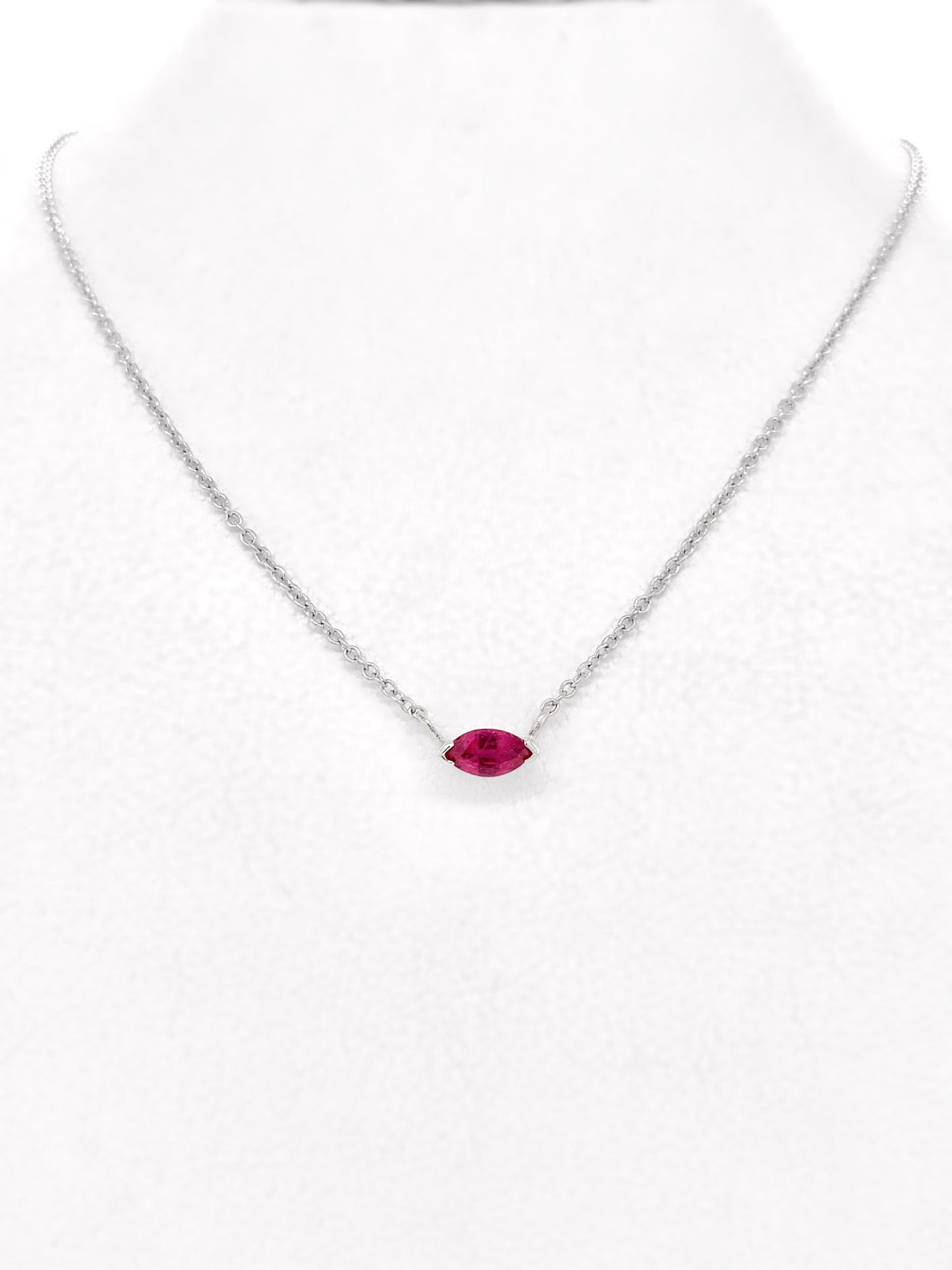 Marquis Natural Ruby White Gold Necklace