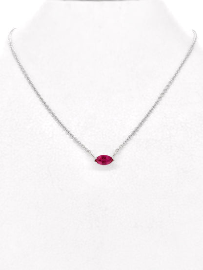 Marquis Natural Ruby White Gold Necklace