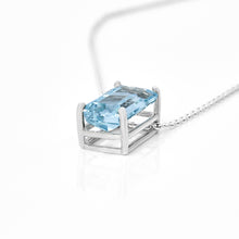 Load image into Gallery viewer, Baguette Blue Topaz Sterling Silver Necklace