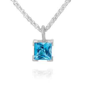 Silver Square Topaz Pendant