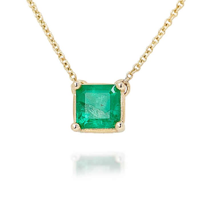 Princess Cut Emerald Gold Necklace