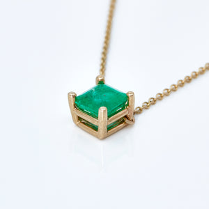 Princess Cut Emerald Gold Necklace