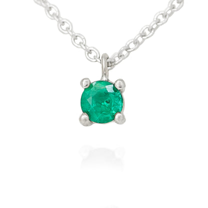 Emerald in White Gold Necklace