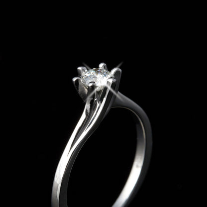 Twisted Six Prongs Natural diamond gold Engagement Ring