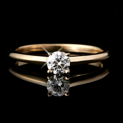 Solitaire Round Diamond Yellow Gold Engagement Ring