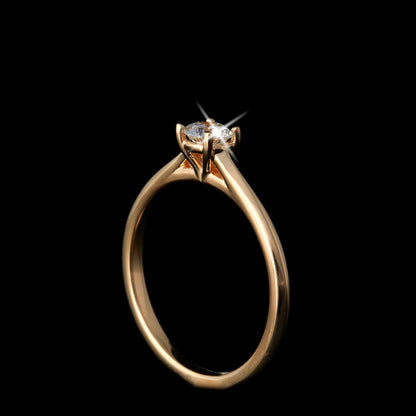 Solitaire Round Diamond Yellow Gold Engagement Ring