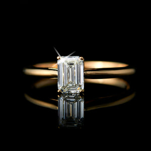 Baguette Cut Diamond Yellow Gold Engagement Ring