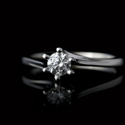 Twisted Six Prongs Natural diamond gold Engagement Ring