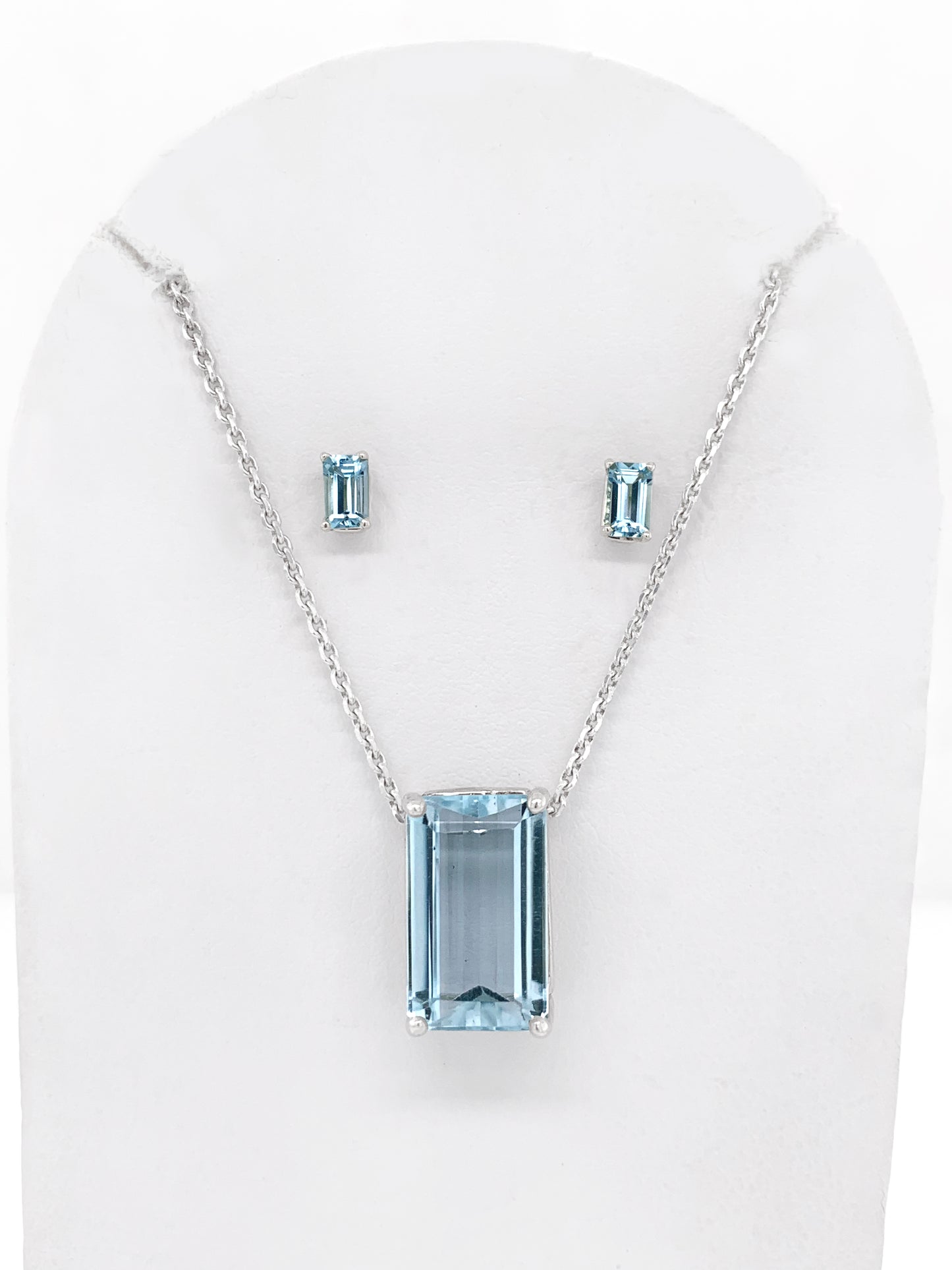 Baguette Blue Topaz Sterling Silver Necklace
