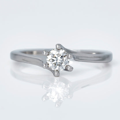 Twisted Six Prongs Natural diamond gold Engagement Ring