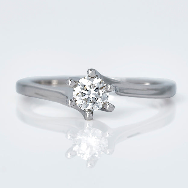 Twisted Six Prongs Natural diamond gold Engagement Ring