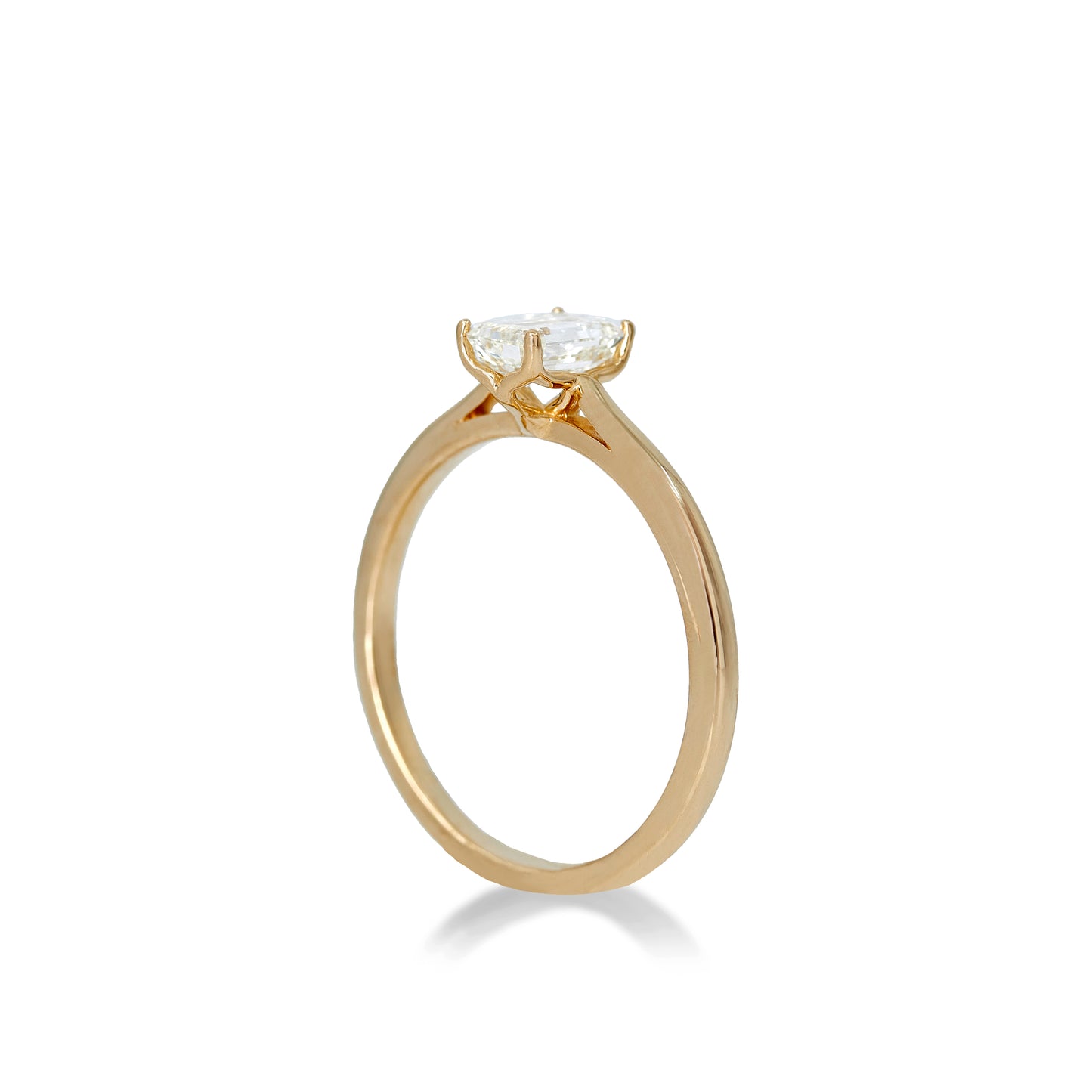 Baguette Cut Diamond Yellow Gold Engagement Ring