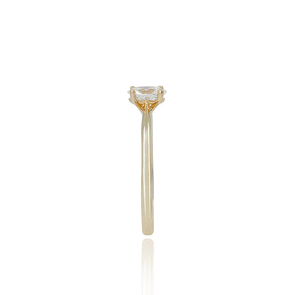Oval Natural Diamond and Yellow Gold Engagement Ring