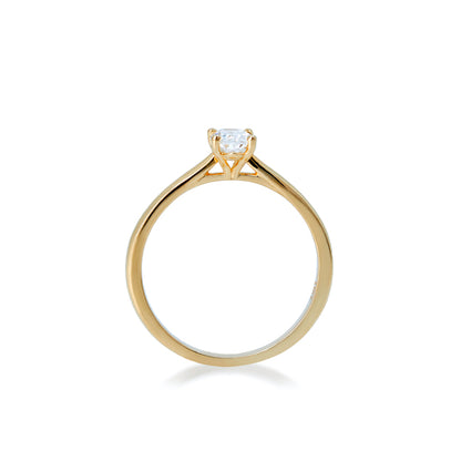 Oval Natural Diamond and Yellow Gold Engagement Ring