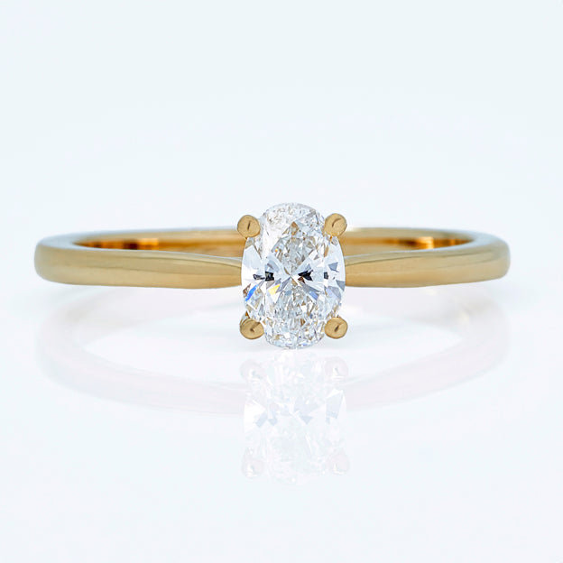 Oval Natural Diamond Yellow Gold Engagement Ring