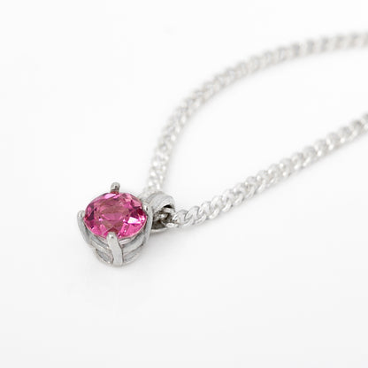 Pink Tourmaline Silver Necklace