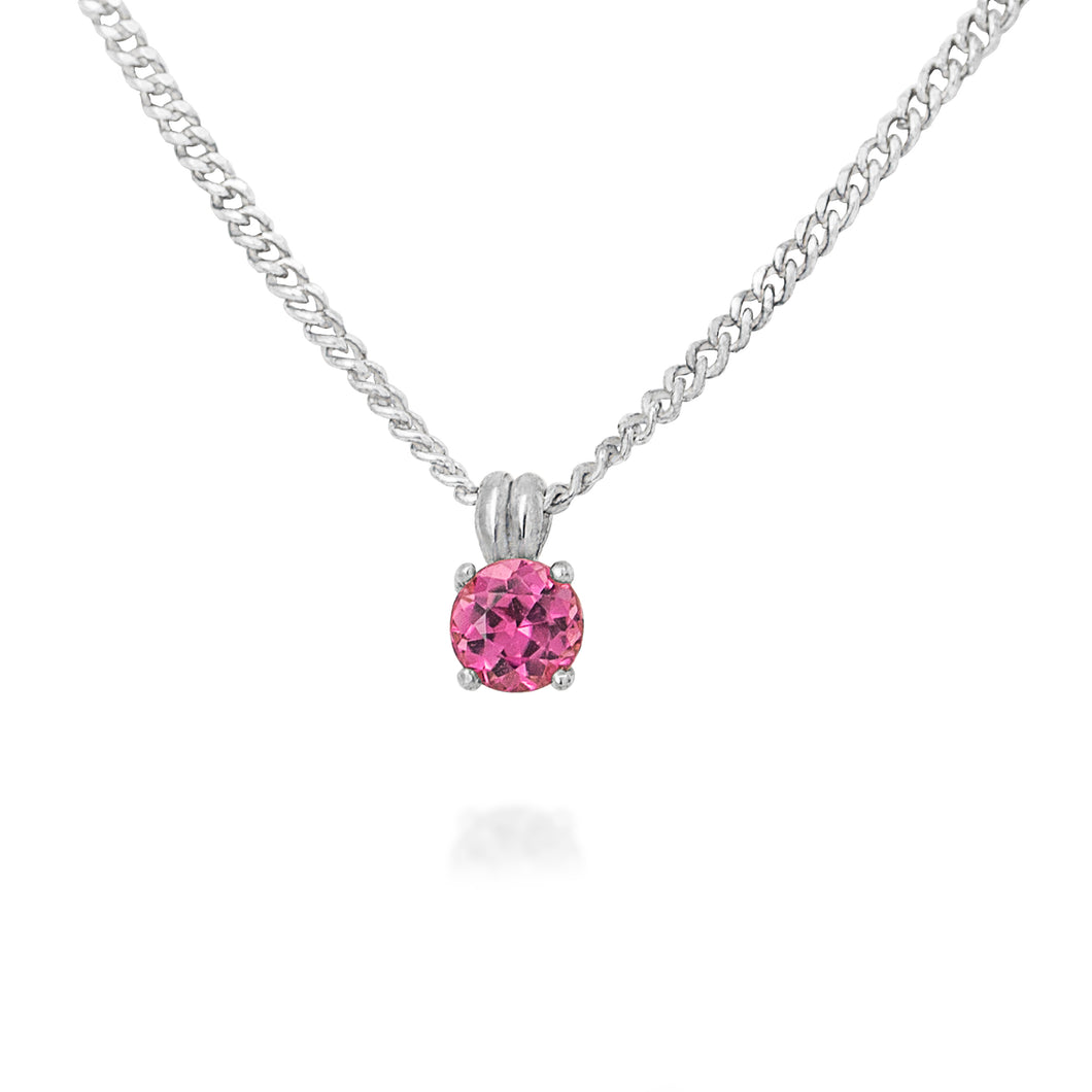 Pink Tourmaline Silver Necklace