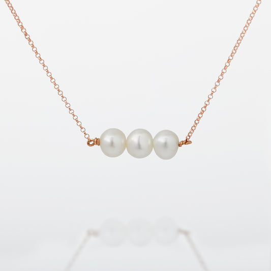 Three Pearls Gold Necklace